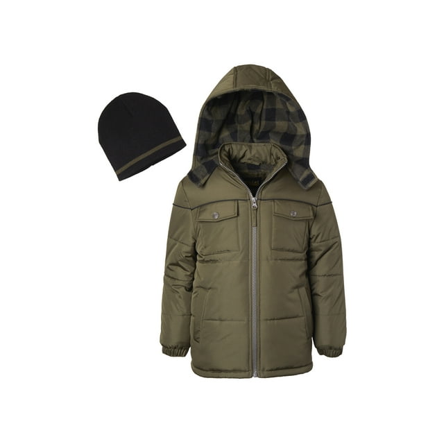 Puffer Jacket with Buffalo Check Hood - Free Gift with Purchase (Little Boys & Big Boys)