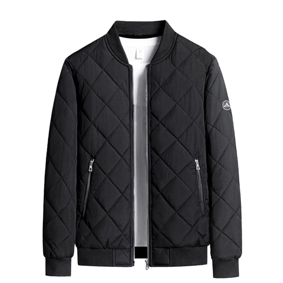 Puffer Jackets for Men Casual Loose Solid Color Zipper Lightweight Packable Winter Warm Pullover Coats with Pockets,Black,6XL