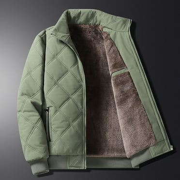 Puffer Jackets for Men Fleece Lined Big & Tall M-5XL Thermal Winter Coats with Pockets Plus Size Casual Zip-Up Warm Sherpa Outerwear Jacket Clearance