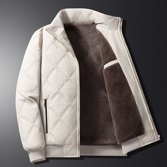 Puffer Jackets for Men Fleece Lined Big & Tall M-5XL Thermal Winter Coats with Pockets Plus Size Casual Zip-Up Warm Sherpa Outerwear Jacket