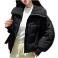 thumbnail image 1 of Puffer Jackets for Women Casual Solid Long Sleeve Winter Fashion Short Coat, 1 of 6