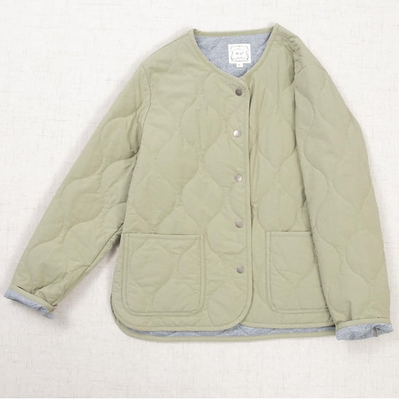 Puffer Jackets for Women Quilted Jacket Lightweight No Hood Loose Fit Fluffy Outerwear with Pockets