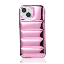 Puffer Phone Case Compatible for iPhone 13 Pro Max, Soft Touch Puffer Trendy Down Jacket Material, Slim Glossy Anti-Scratches Shockproof Non-Slip for iPhone 13 Pro Max Protective Case, Purple
