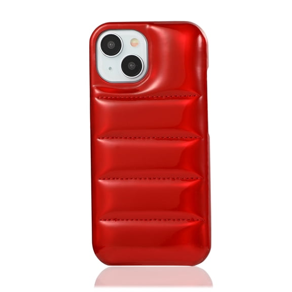 Puffer Phone Case Compatible for iPhone 13 Pro, Soft Touch Puffer Trendy Down Jacket Material, Slim Glossy Anti-Scratches Shockproof Non-Slip for iPhone 13 Pro Protective Case, Red