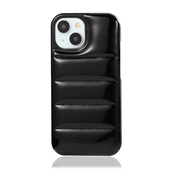 Puffer Phone Case Compatible for iPhone 13 Pro, Soft Touch Puffer Trendy Down Jacket Material, Slim Glossy Anti-Scratches Shockproof Non-Slip for iPhone 13 Pro Protective Case, Black