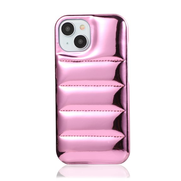 Puffer Phone Case Compatible for iPhone 13, Soft Touch Puffer Trendy Down Jacket Material, Slim Glossy Anti-Scratches Shockproof Non-Slip for iPhone 13 Protective Case, Purple