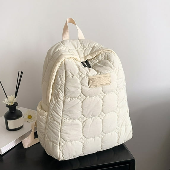 Puffer Quilted Backpack for Women College Backpack Puffy Work Backpacks Fit Laptop Light Casual Daypack