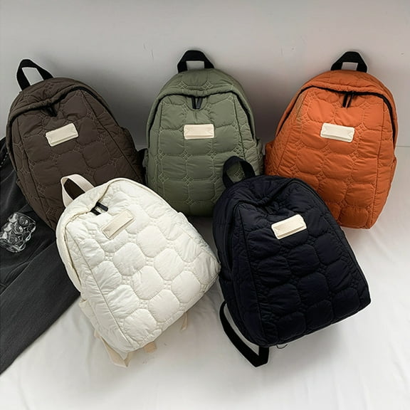 Puffer Quilted Backpack for Women College Backpack Puffy Work Backpacks Fit Laptop Light Casual Daypack