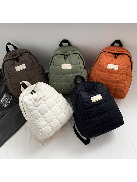 Puffer Quilted Backpack for Women College Backpack Puffy Work Backpacks Fit Laptop Light Casual Daypack