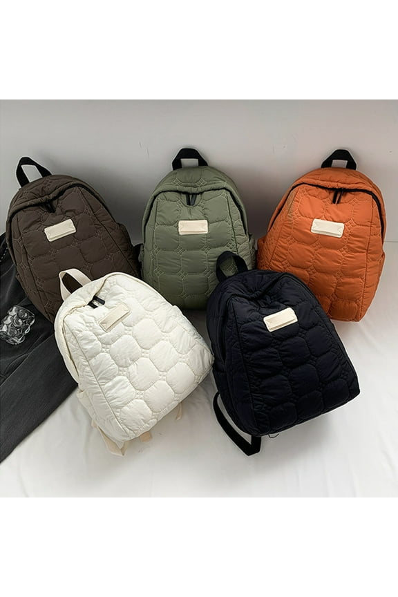 Puffer Quilted Backpack for Women College Backpack Puffy Work Backpacks Fit Laptop Light Casual Daypack