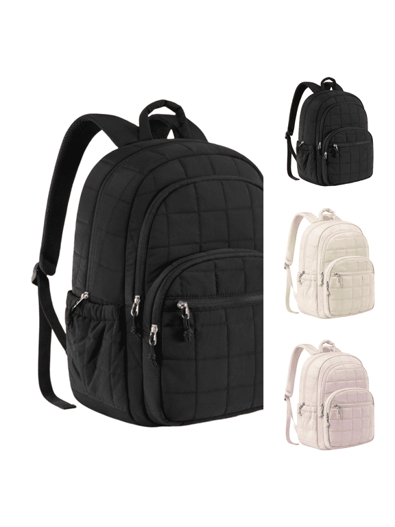 Puffer Quilted Backpack for Women College Backpack Puffy Work Backpacks Fit Laptop Light Casual Daypack