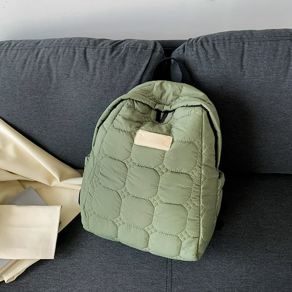 Puffer Quilted Backpack for Women College Backpack Puffy Work Backpacks Fit Laptop Light Casual Daypack