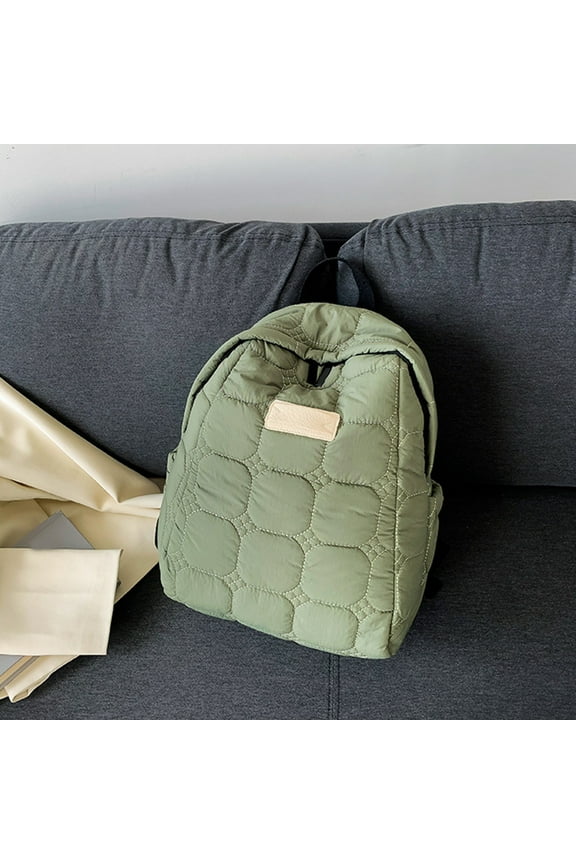 Puffer Quilted Backpack for Women College Backpack Puffy Work Backpacks Fit Laptop Light Casual Daypack