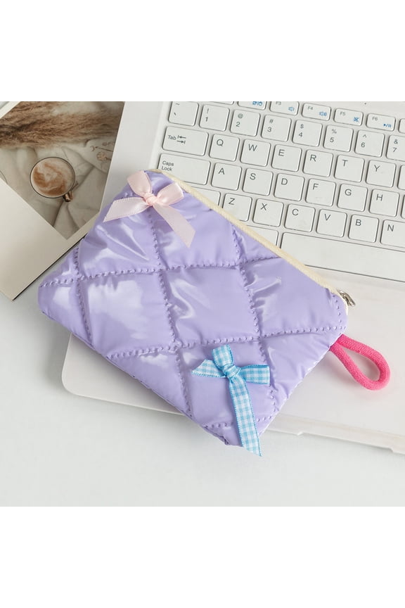 Puffer Quilted Makeup Bag with Handle, Cute Puffy Cotton Cosmetic Bags for Women, Checkered Quilt Toiletry Zipper Pouch, Travel Essentials Storage Organizer Large Clutch Pouches Case