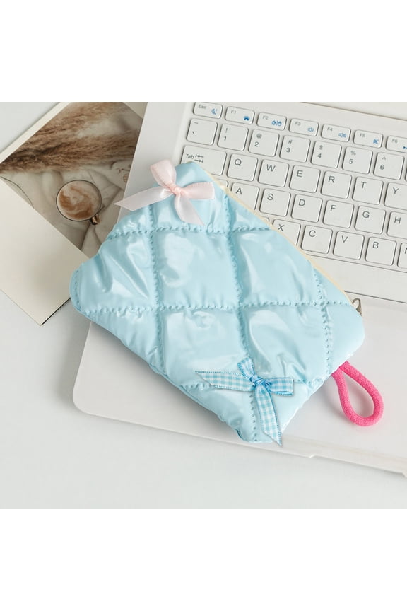 Puffer Quilted Makeup Bag with Handle, Cute Puffy Cotton Cosmetic Bags for Women, Checkered Quilt Toiletry Zipper Pouch, Travel Essentials Storage Organizer Large Clutch Pouches Case