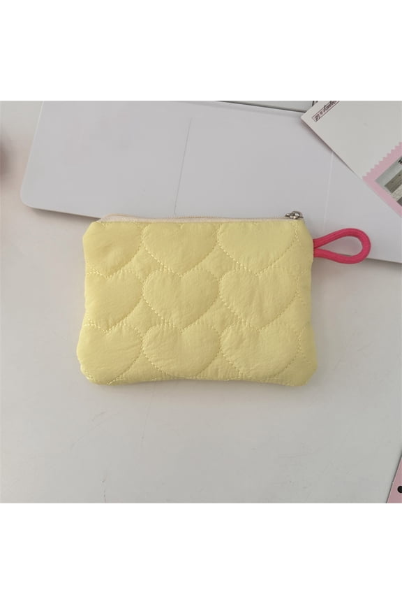 Puffer Quilted Makeup Bag with Handle, Striped Color-blocked Cosmetic Bag, Detachable Cute Puffy Cottons Cosmetic Bag, Small Toiletry Zipper Make Up Pouch Purse