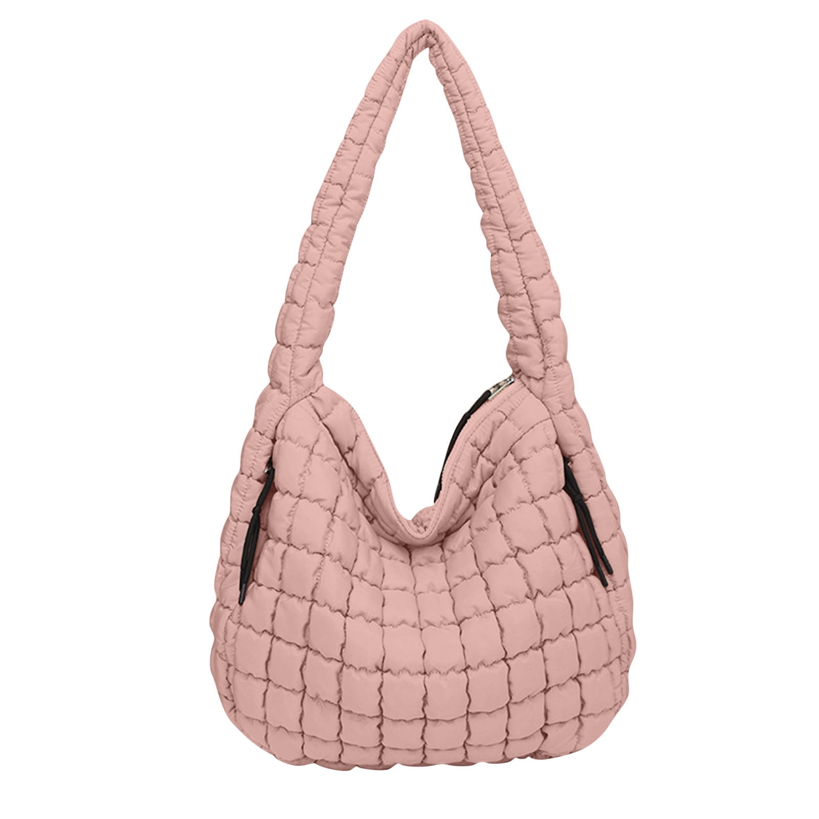 Puffer Quilted Shoulder Bag for Women Puffy Bubble Tote Bag Lightweight Nylon Handbag Padded Soft Purse