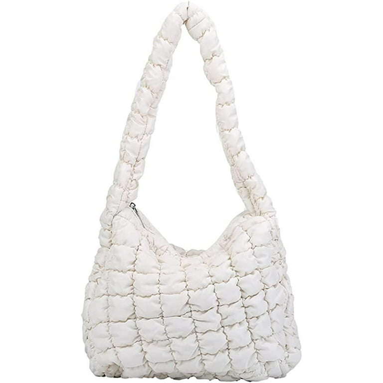 Puffer Shoulder Bag for Women Quilted Puffy Lightweight Nylon Handbag Large  Padded Soft Purse