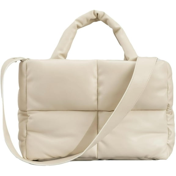 Puffer Tote Bag, Puffy Bags for Women Light Winter Down Cotton Padded Quilted Tote Bag Shoulder Handbags Purse