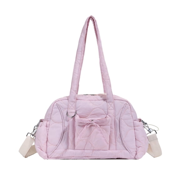 Puffer Tote Bag Quilted Crossbody Bags for Women Puffy Shoulder Handbag Carry on Weekender Bag Y2k Bow Purse Travel Work