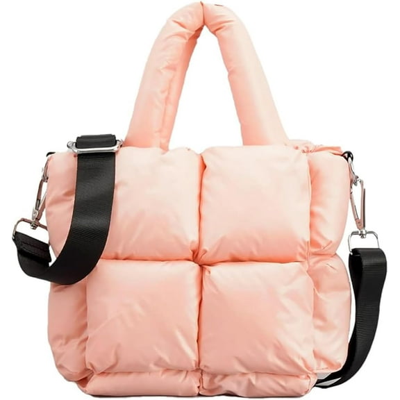 Puffer Tote Bag, Small Puffy Bags for Women Lightweight Down-Filled Crossbody Quilted Tote Bag Shoulder Handbags Purse