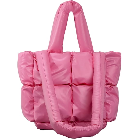 Puffer Tote Bag, Soft Puffy Bags for Women Light Down Cotton Padded Quilted Tote Bags Quilted Carryall Purse