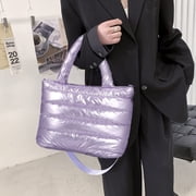 Puffer Tote Bag for Women,Large Quilted Puffy Handbag Lightweight Satchel Purse for Work Travel Gym Shop,Shoulder Bag