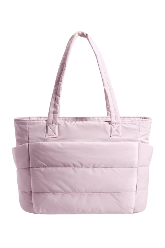 Puffer Tote Bag for Women, Nurses - Multi-Pocket Lightweight Bag for Work - Quilted Handbag for Travel and Gym