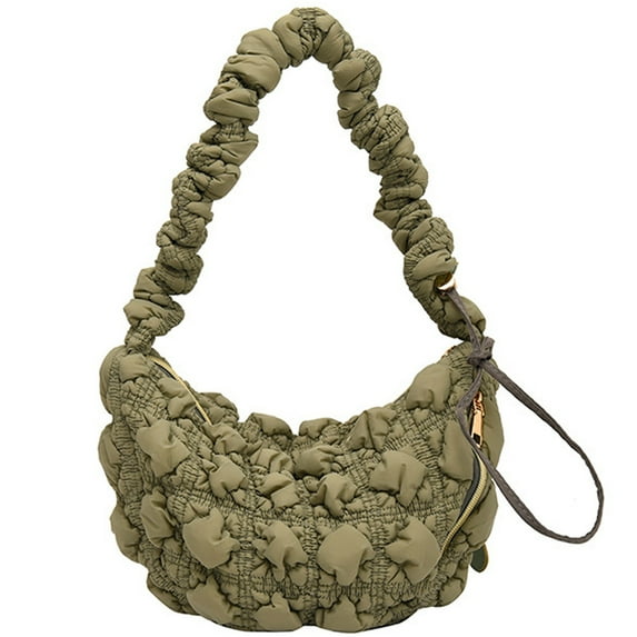 Puffer Tote Bag for Women Puffer Bag Lightweight Padding Shoulder Bag puffer hobo handbag 2023 cloud pleated quilted bag - Matcha Green