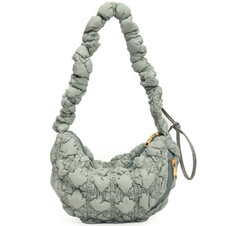 Puffer Tote Bag for Women Puffer Bag Lightweight Padding Shoulder Bag puffer hobo handbag 2023 cloud pleated quilted bag grey