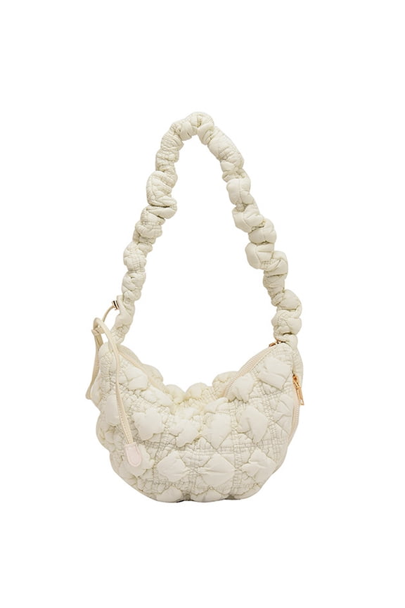 Puffer Tote Bag for Women Puffer Bag Lightweight Padding Shoulder Bag puffer hobo handbag 2023 cloud pleated quilted bag - white