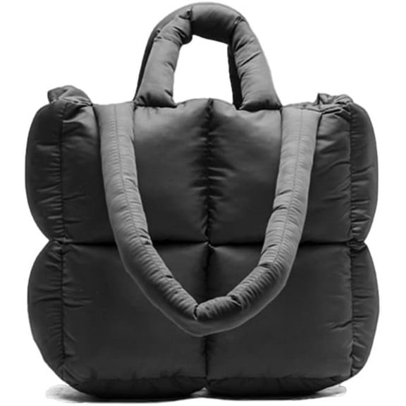 Puffer Tote Bag for Women Quilted Puffy Handbag Large Winter Down Cotton Padded Shoulder Bag Pillow Bag with Top Handle