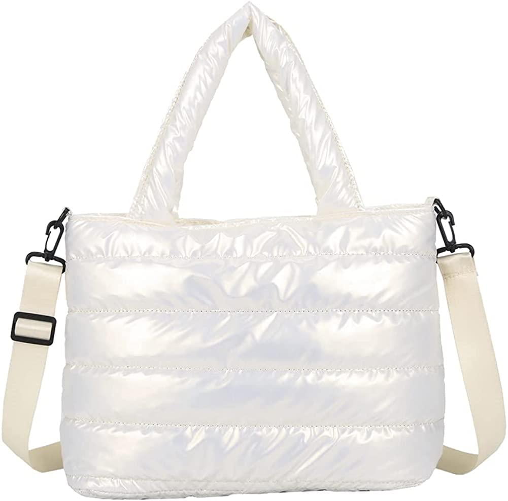 Women Quilted Puffer Tote Bag Lightweight Padded Shoulder Bag