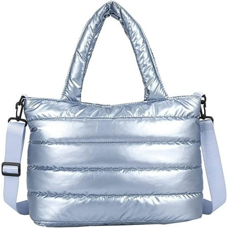 Puffer Tote Bag for Women Quilted Puffy Handbag Lightweight Winter Down Cotton Padded Shoulder Bag Down Padding