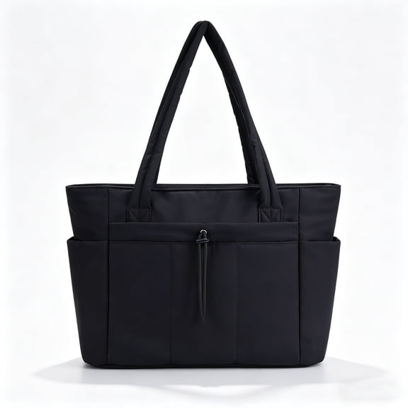Laptom Max Women's Tote Bag with Laptop Compartment, Cup Holder, Trolley Sleeve, Black
