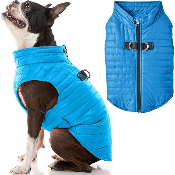 Puffer Vest Dog Jacket - Ultra Thin Zip Up Wind Breaker with Dual D Ring Leash Water Resistant for Small to Medium Dogs 1Pack