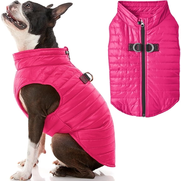 Puffer Vest Dog Jacket - Ultra Thin Zip Up Wind Breaker with Dual D Ring Leash Water Resistant for Small to Medium Dogs 1Pack