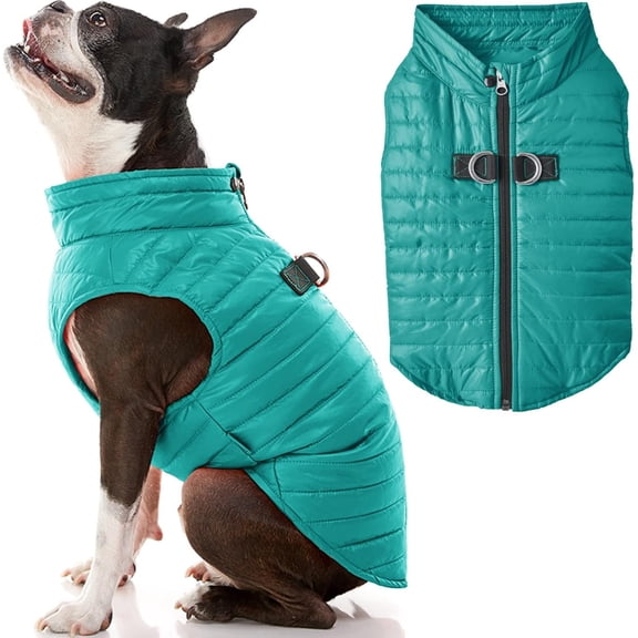 Puffer Vest Dog Jacket - Ultra Thin Zip Up Wind Breaker with Dual D Ring Leash Water Resistant for Small to Medium Dogs 1Pack