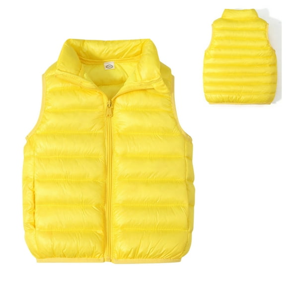 Puffer Vest Jacket Yellow Vest Kids Full-Zip Lightweight Sleeveless Windproof down Jacket Girls Vest 8-9 Years