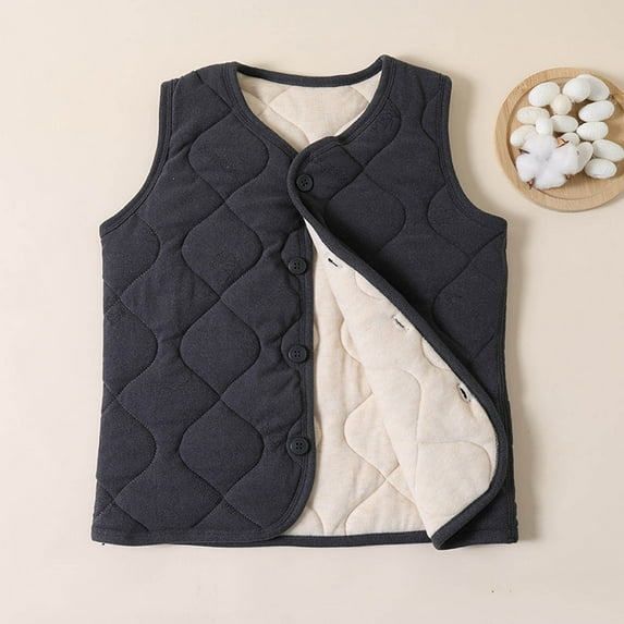 Puffer Vest Kids 10-12 Kids Full Zip Sleevless Puffer Jacket Fall Winter Warm Quilted Outerwear with Pockets Casual Classic Solid Color Waistcoat Clearance