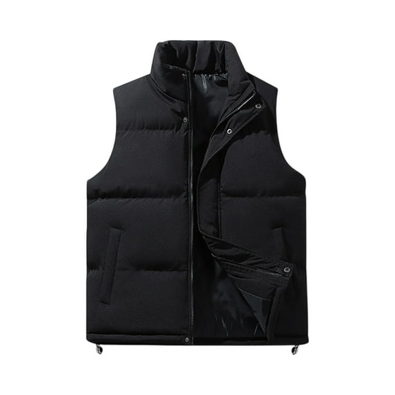 Puffer Vest Outerwear for Men Quilted Water-Resistant Windproof Outerwear Vest Full Zipper Sleeveless Jackets with Pockets Winter Warm Puffy Casual Lightweight Outerwear for Golf Running,Black XL
