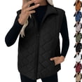 thumbnail image 1 of Puffer Vest Women Lightweight Sleeveless Quilted Jackets Zip Up Stand Collar Fall Winter Coat With Pockets Solid Color Women's Quilted Vest Padded Gilet Oversized Thermal Vests for Women, 1 of 8