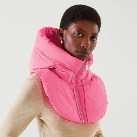 Puffer Vest Women Quilted Sleeveless Hooded Vest Stand Collar Zip Up Detachable Hood