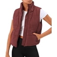 thumbnail image 1 of Puffer Vest Women Sleeveless Winter Cropped Outerwear Warm Puffer Lightweight Stand-up Collar Down with Pockets, 1 of 12
