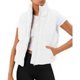 thumbnail image 1 of Puffer Vest Women Sleeveless Winter Cropped Outerwear Warm Puffer Lightweight Stand-up Collar Down with Pockets, 1 of 12