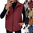 thumbnail image 1 of Puffer Vest Women Sleeveless Winter Cropped Outerwear Womens Vest Warm Puffy Lightweight Stand-up Collar Down with Pockets Vest For Women, 1 of 10