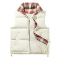 thumbnail image 1 of Puffer Vest Women Sleeveless Zip Up Outerwear Stand Collar Quilted Vest Winter Jackets (Beige XXXXXL), 1 of 4