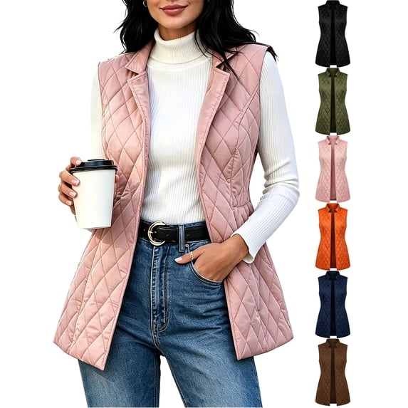 Puffer Vest Women Women's Casual Winter Long Puffer Stand Collar Sleeveless Puffy Jackets Coat With Pockets