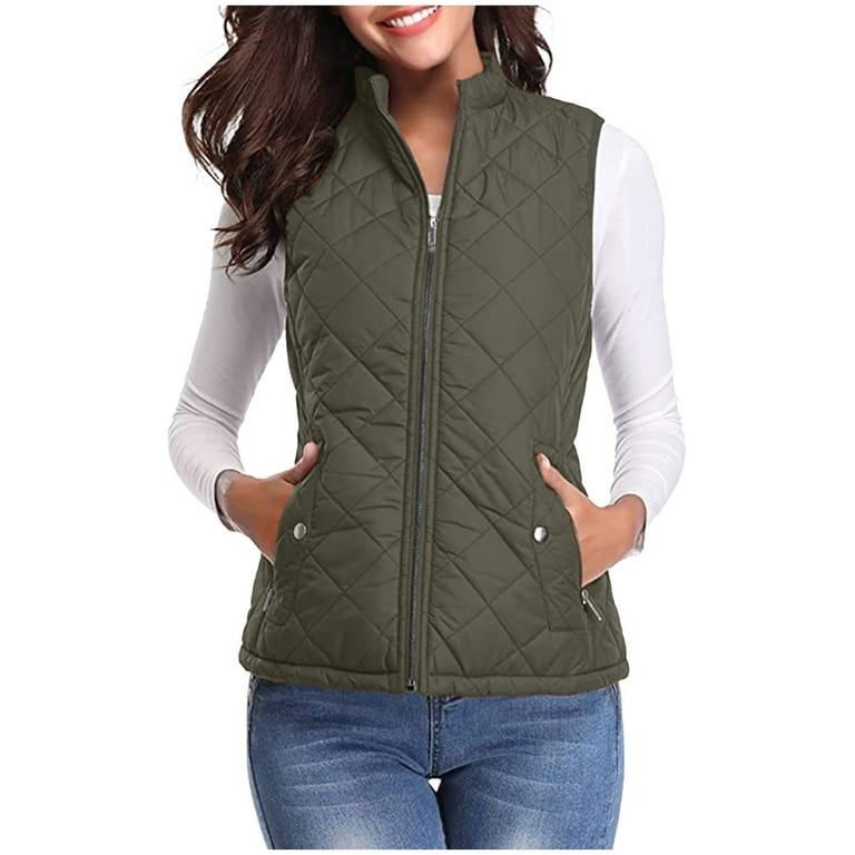 Women Puffer Vest Button Down Winter 2023 V Neck Outwear Warm Lightweight  Comfortable Cotton Solid Outerwear Vests