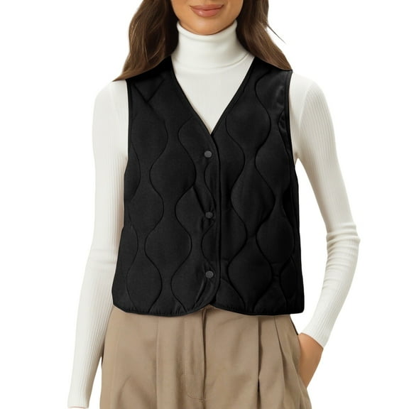 Puffer Vest, Yigetop Women's Winter Lightweight Sleeveless Cotton Vest Jacket with Down insulation Vest Womens Vests Outerwear Black 4XL